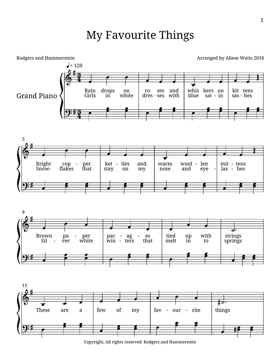 My Favorite Things Voice Solo scores gallery preview page 1