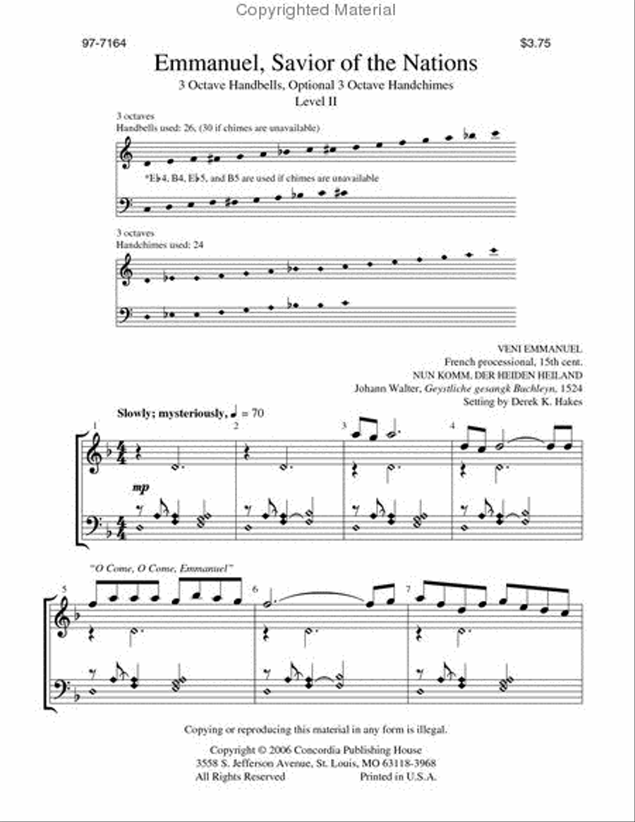 Emmanuel, Savior of the Nations Handbell Choir scores gallery preview page 2