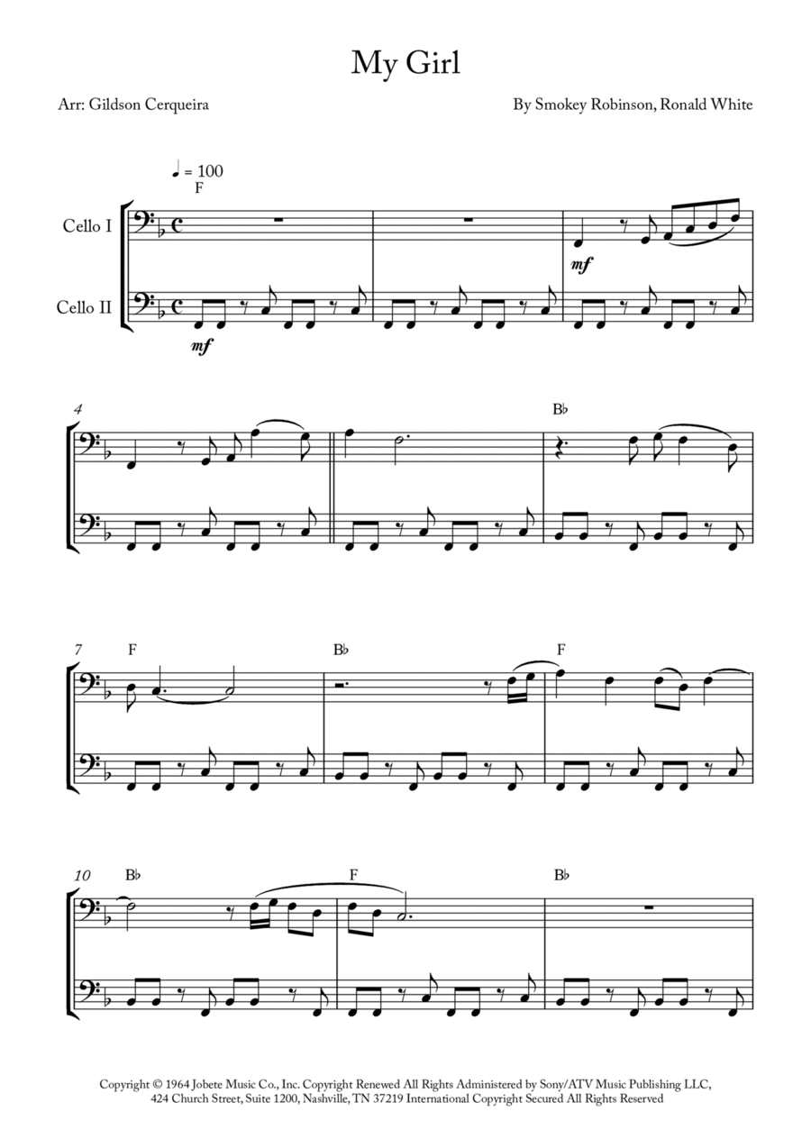 My Girl String Duet scores gallery preview page 1