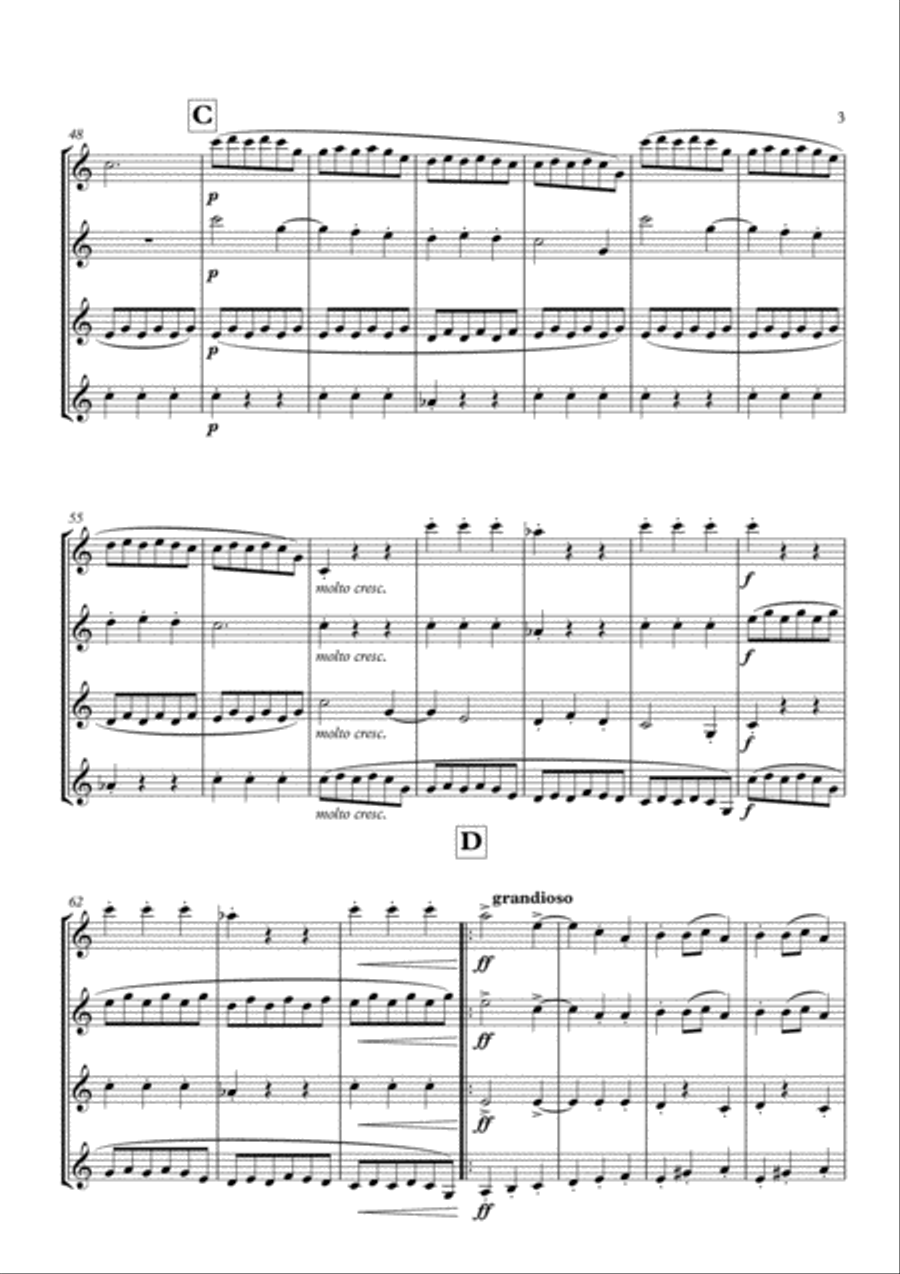 Slavonic Dance No. 8 in G Minor arranged for Clarinet Quartet Clarinet Quartet scores gallery preview page 5
