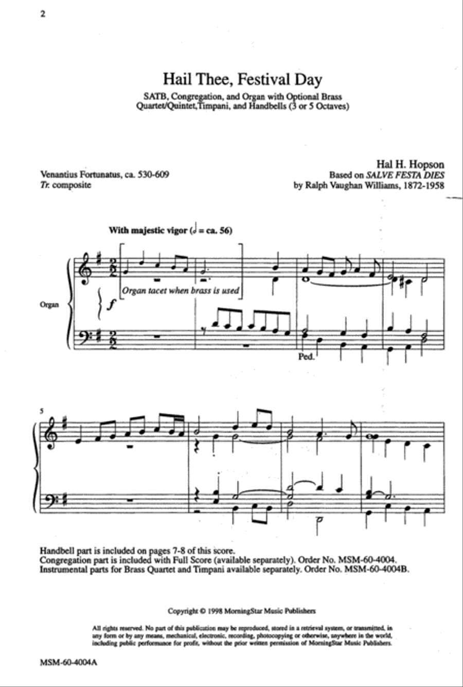 Hail Thee, Festival Day Hail Thee, Festival Day 4-Part scores gallery preview page 2