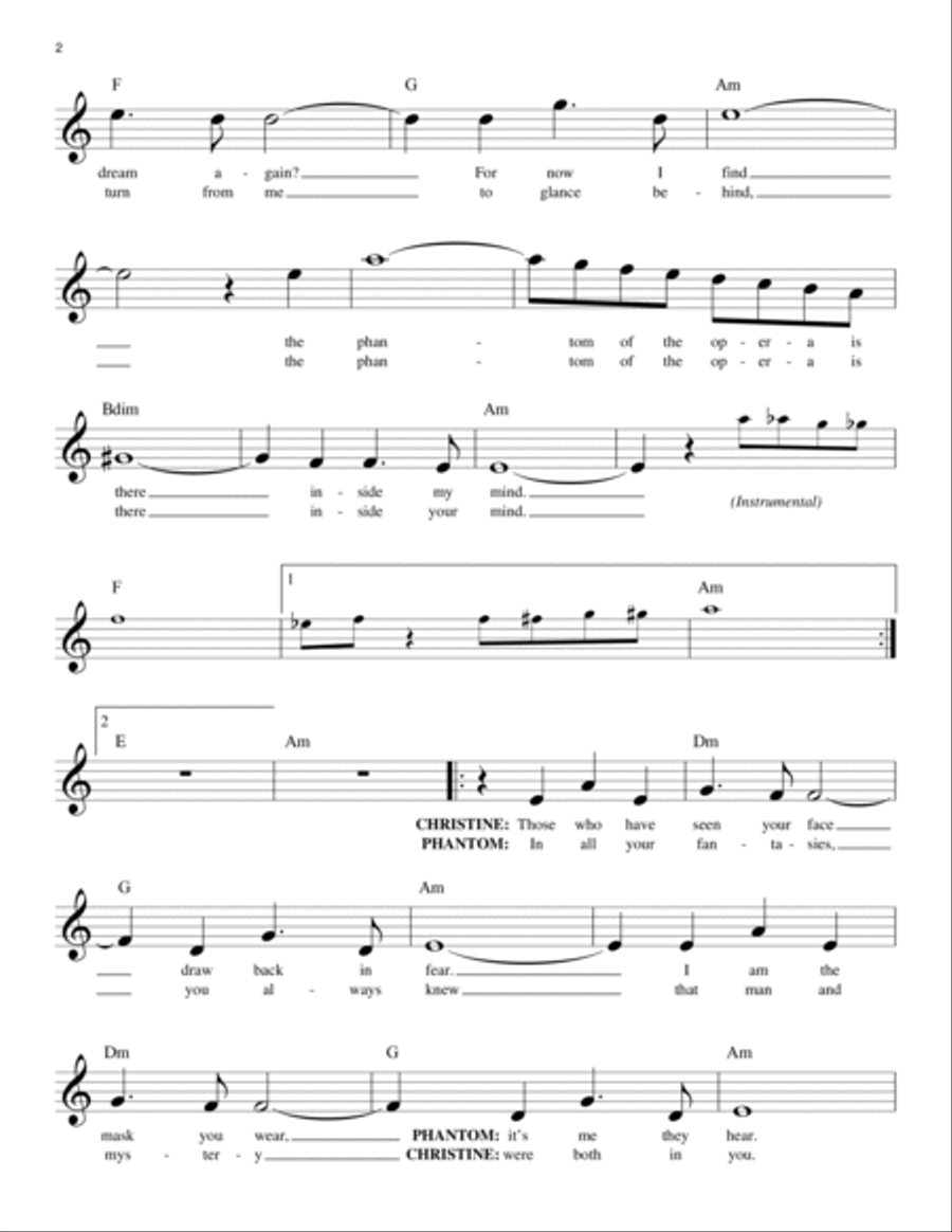 The Phantom Of The Opera The Phantom Of The Opera Piano scores gallery preview page 2
