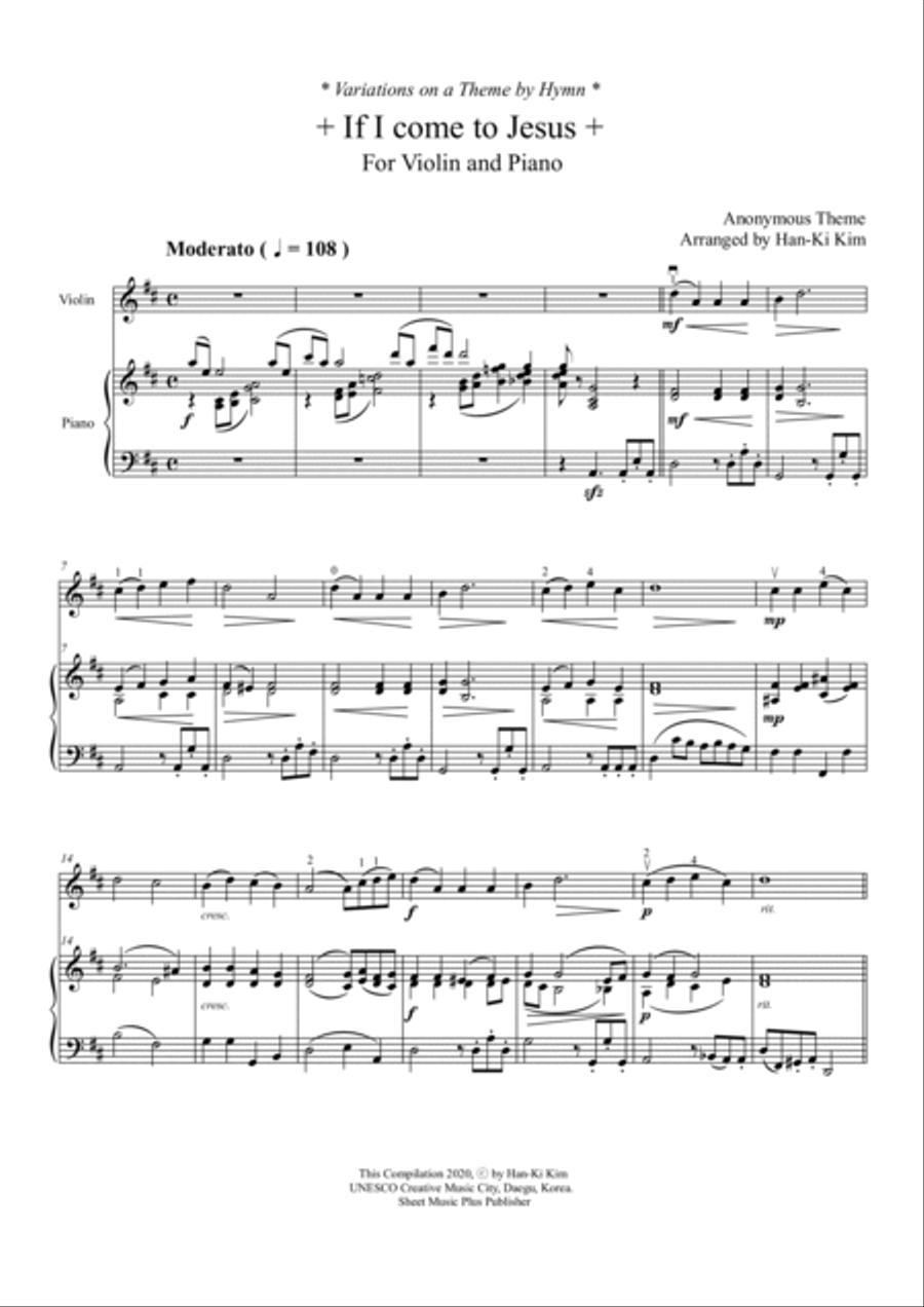 If I come to Jesus (For Violin and Piano) If I come to Jesus (For Violin and Piano) Violin Solo scores gallery preview page 2