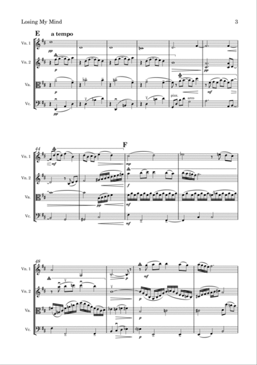 Losing My Mind String Quartet scores gallery preview page 3