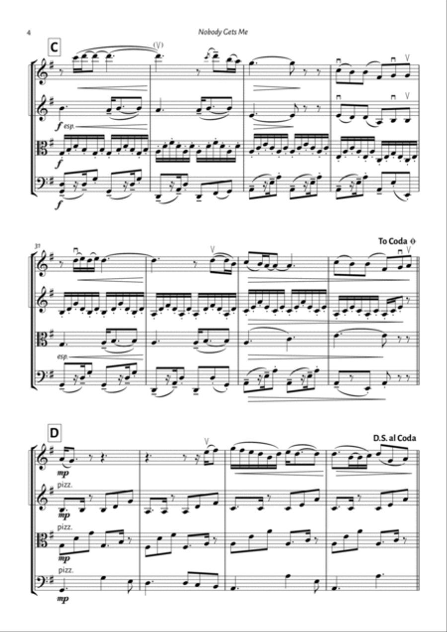 Nobody Gets Me String Quartet scores gallery preview page 4