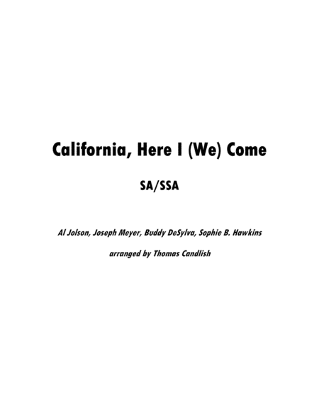 California, Here I (We) Come SA/SSA image number null