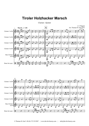Book cover for Tiroler Holzhacker Marsch - German Polka March Octoberfest - Clarinet Quintet