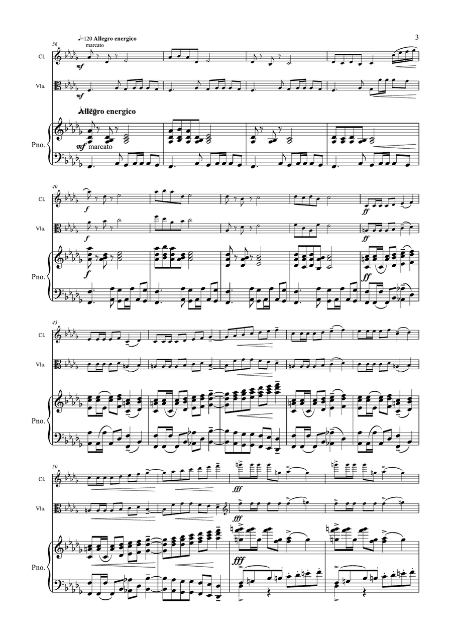 Tchaikovsky - Romance Op.5 - Clarinet Viola & Piano Small Ensemble scores gallery preview page 3
