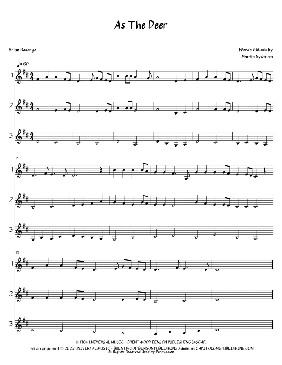 As The Deer - Score Only As The Deer - Score Only Score scores gallery preview page 1