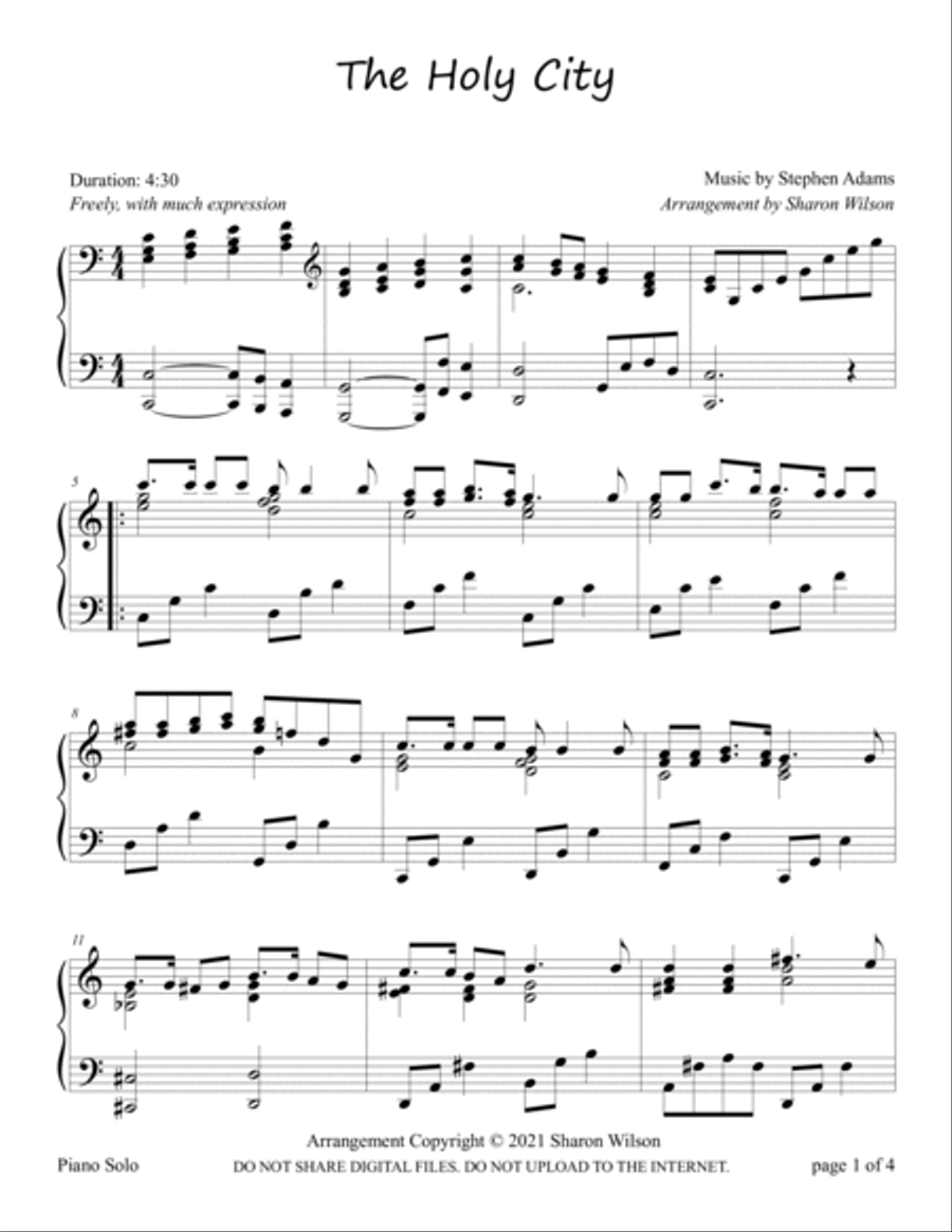 The Holy City Piano Solo scores gallery preview page 3