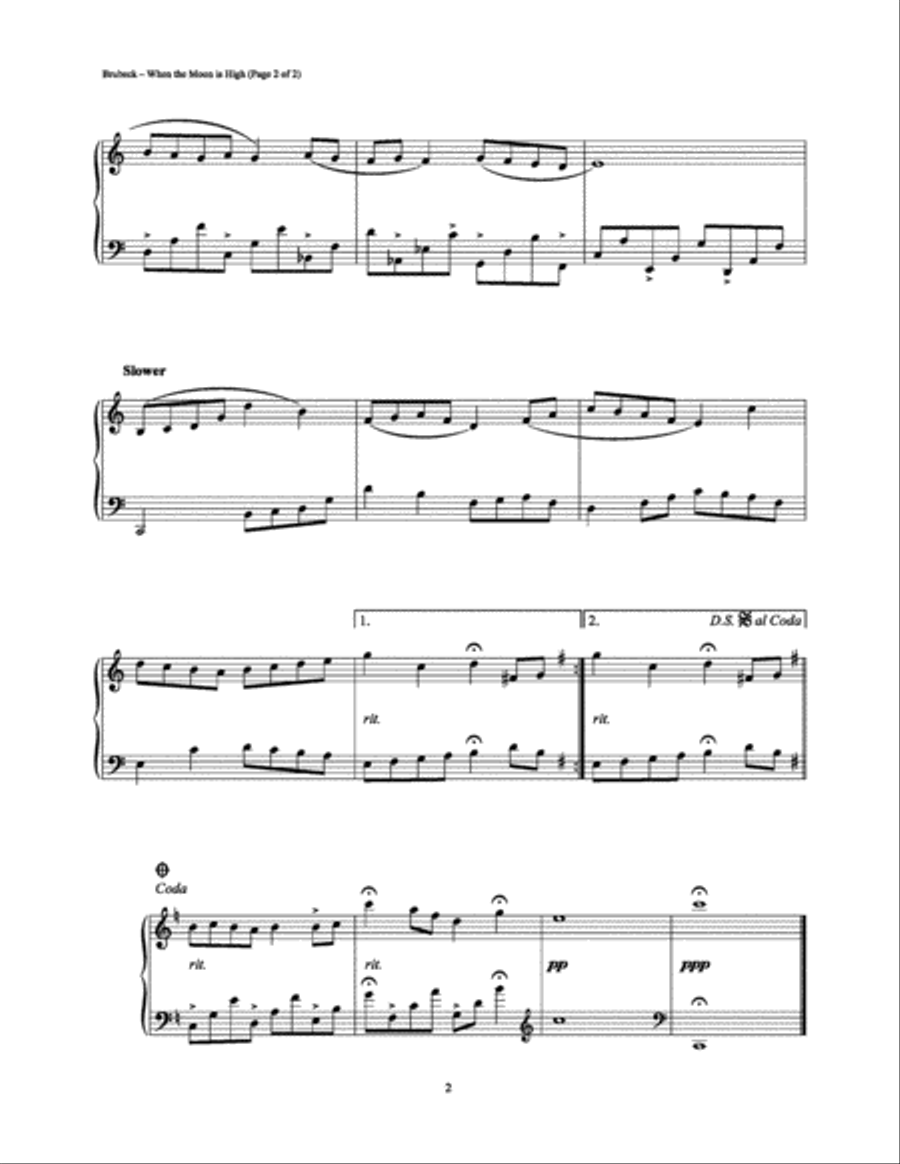 When the Moon is High Piano Solo scores gallery preview page 2