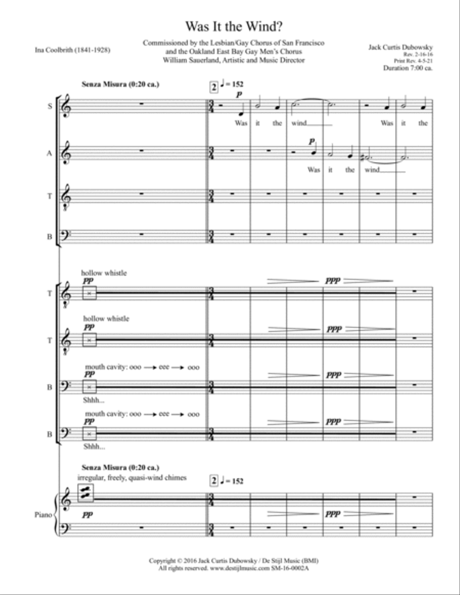 Was It The Wind? (SATB+TTBB+Piano) image number null