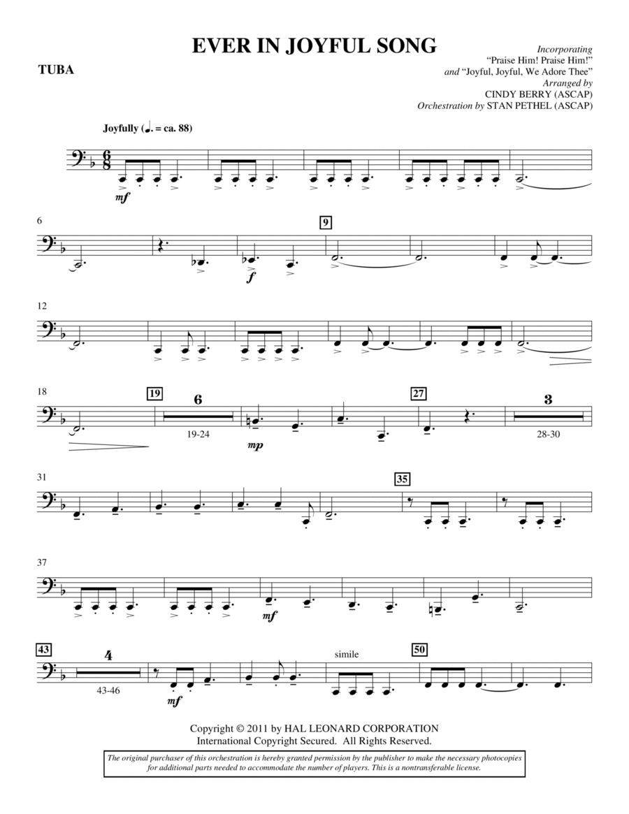 Ever In Joyful Song - Tuba Choir scores gallery preview page 1
