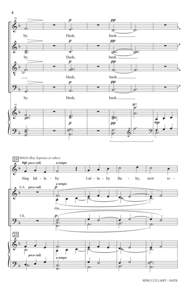 Sing Lullaby (arr. Heather Sorenson) by Heather Sorenson 4-Part - Digital Sheet Music