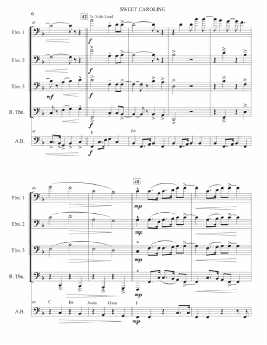 Sweet Caroline Brass Ensemble scores gallery preview page 6