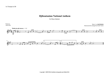 Djiboutanian National Anthem for Brass Quintet