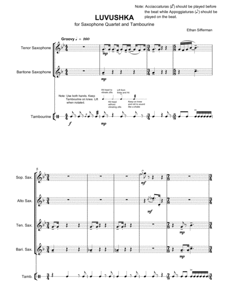 Luvushka - for Saxophone Quartet and Tambourine image number null