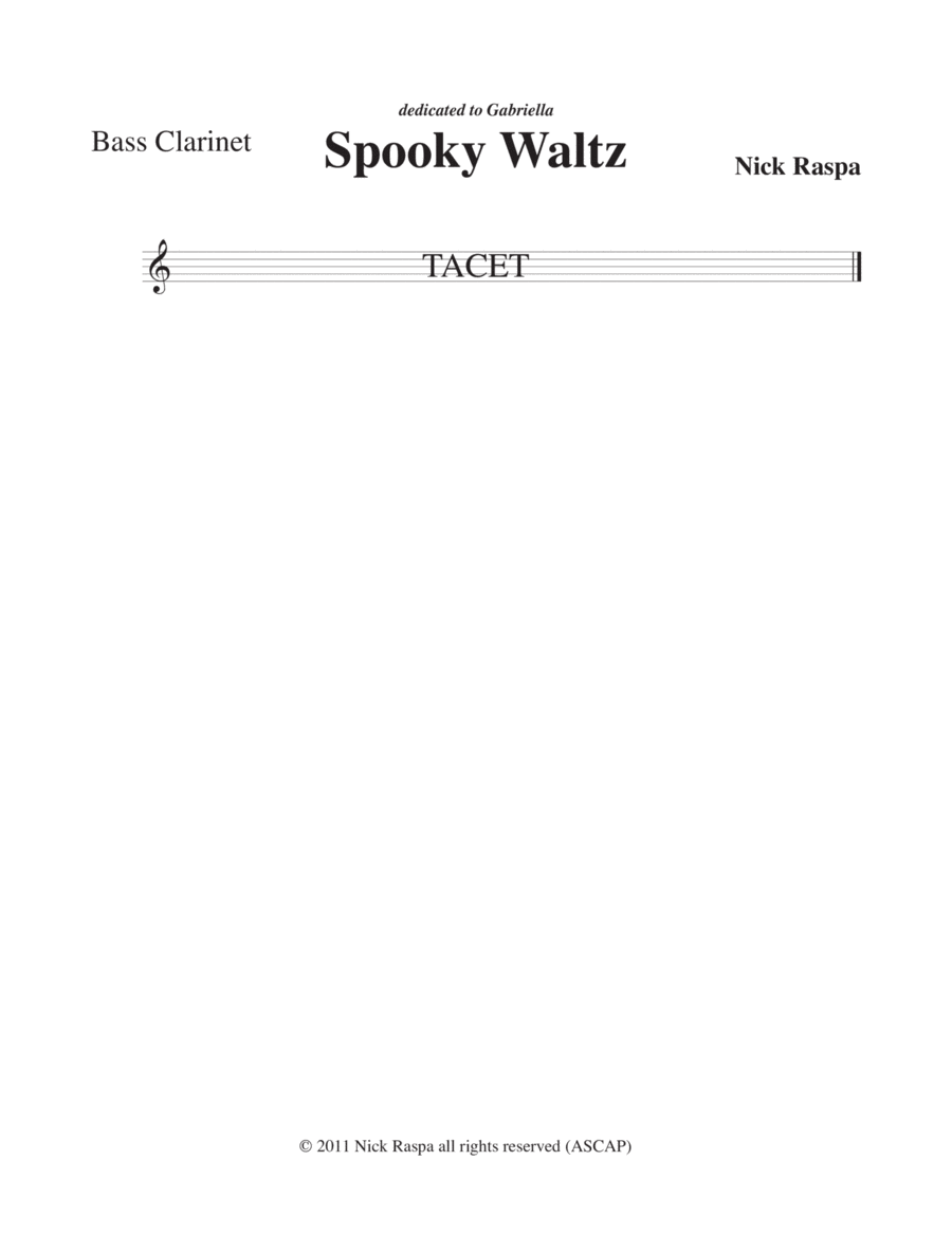 Three Dances for Halloween - Bass Clarinet part