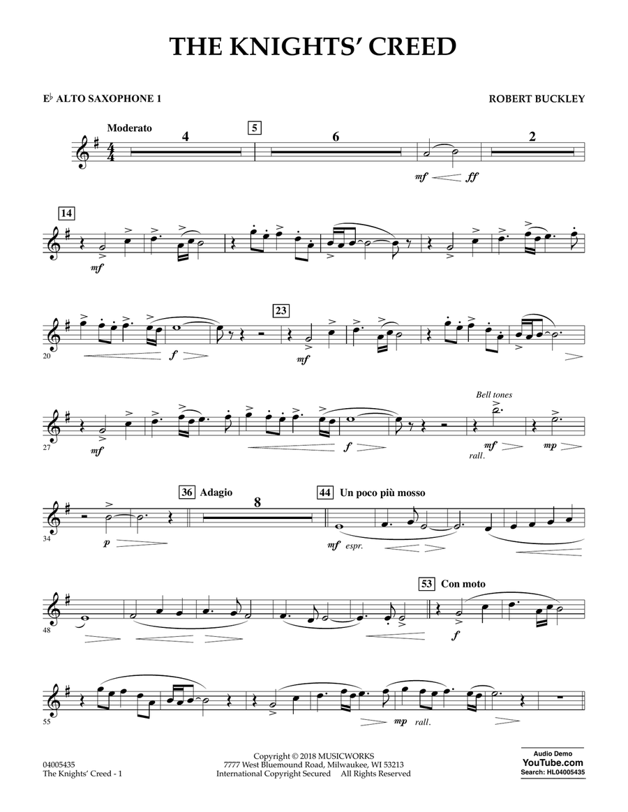 The Knights' Creed - Eb Alto Saxophone 1 Concert Band scores gallery preview page 1