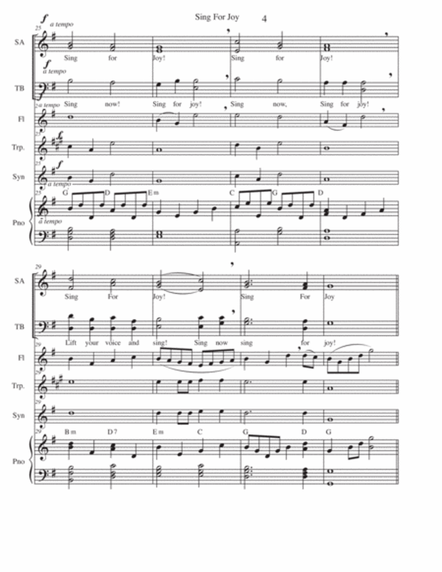 Sing For Joy SATB with piano accompaniment image number null
