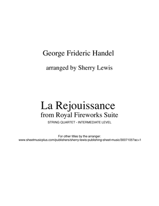 Book cover for LA REJOUISANCE String Quartet, Intermediate Level for 2 violins, viola and cello