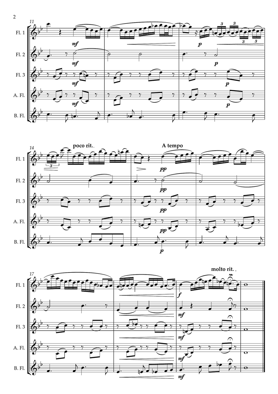 Arioso (J.S.Bach) for flute choir Flute Choir scores gallery preview page 2