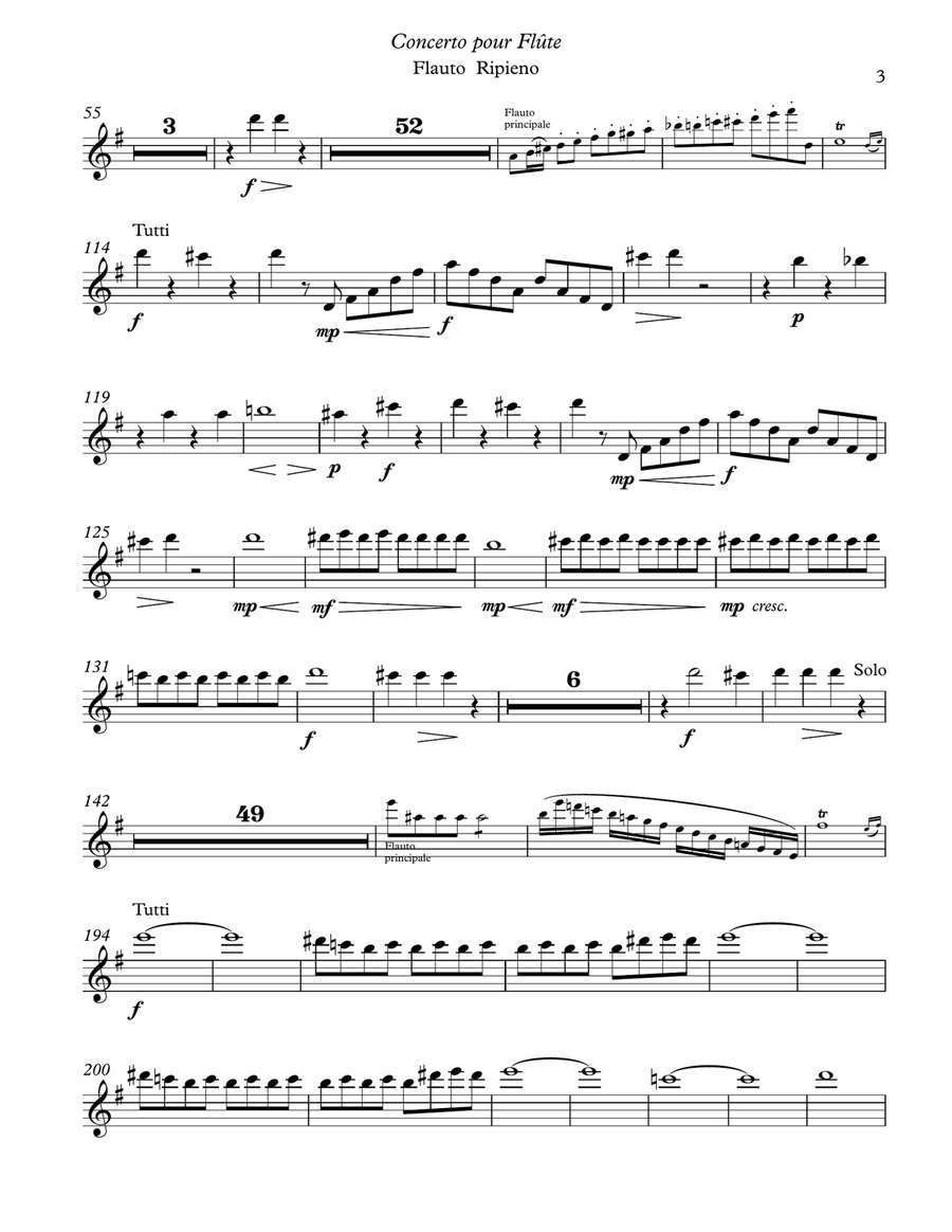 Franz Krommer (1759-1830) - Flute Concerto n.1 op.30 ( Full Score and parts) Chamber Orchestra scores gallery preview page 3