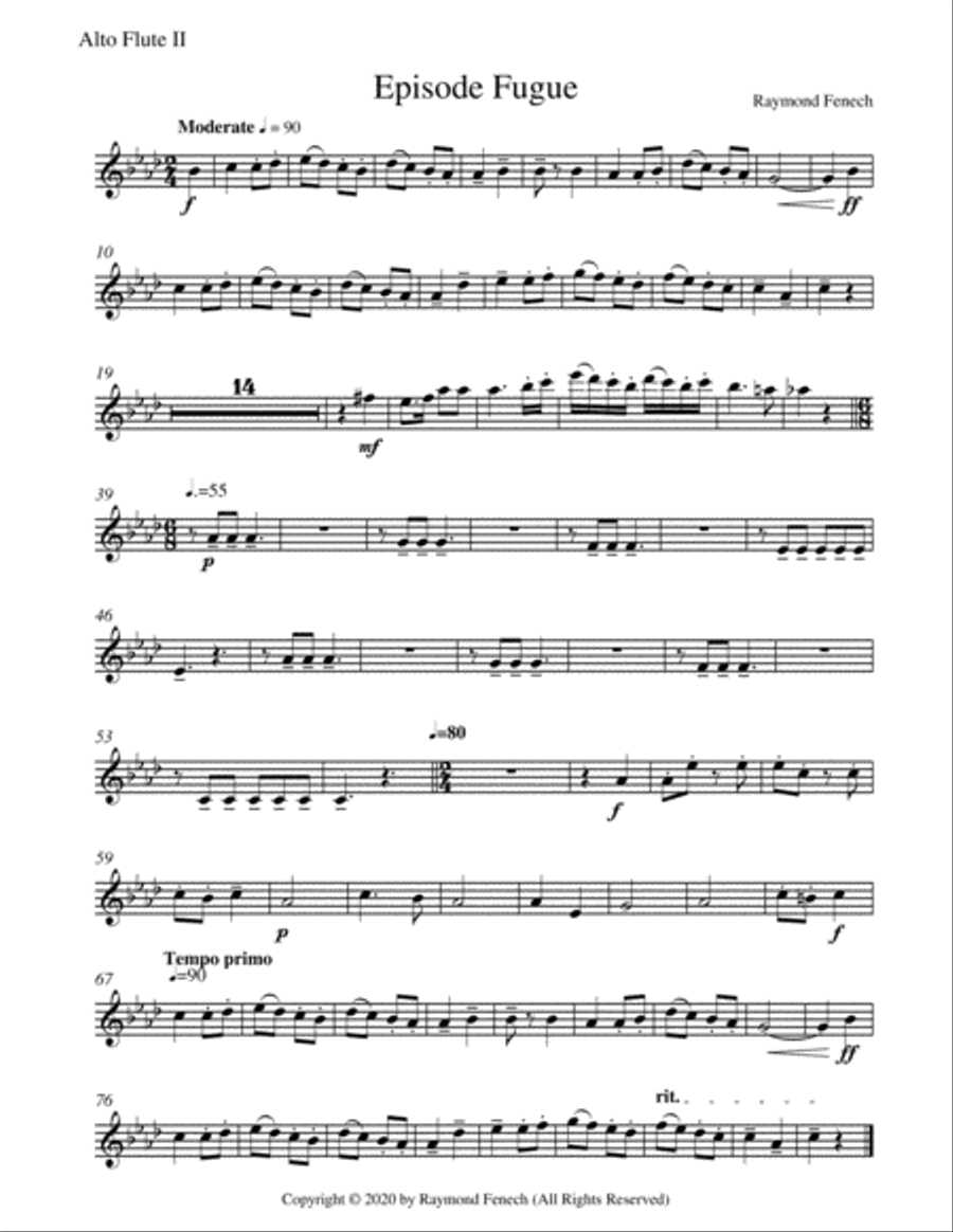 Episode Fugue - Woodwind Quartet - Chamber Music - Flute Choir - Flute; 2 Alto Flutes and Bass Flute Woodwind Quartet scores gallery preview page 4