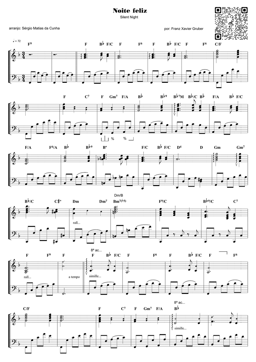 Noite Feliz - Silent Night Piano Solo scores gallery preview page 1