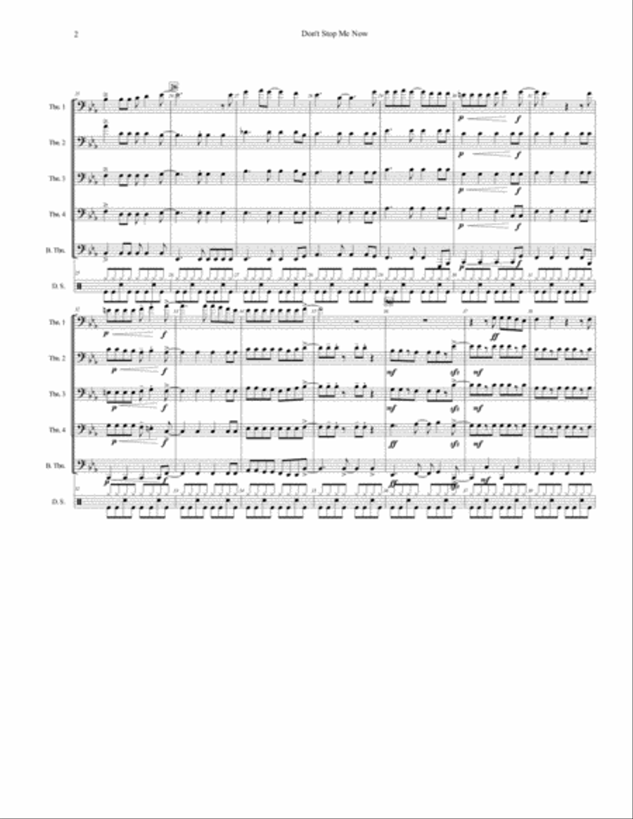Don't Stop Me Now Trombone Duet scores gallery preview page 2