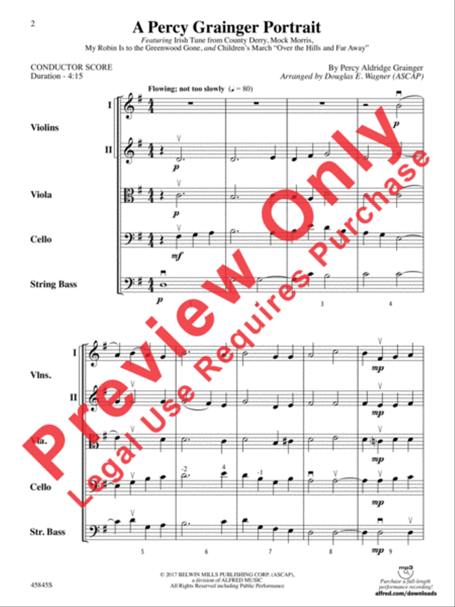 A Percy Grainger Portrait String Orchestra scores gallery preview page 2