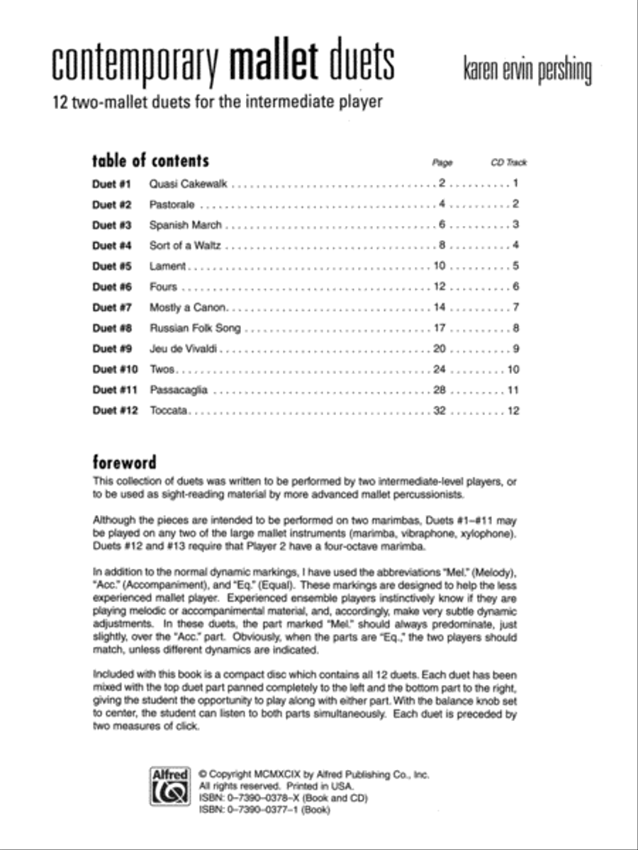 Contemporary Mallet Duets Small Ensemble scores gallery preview page 2