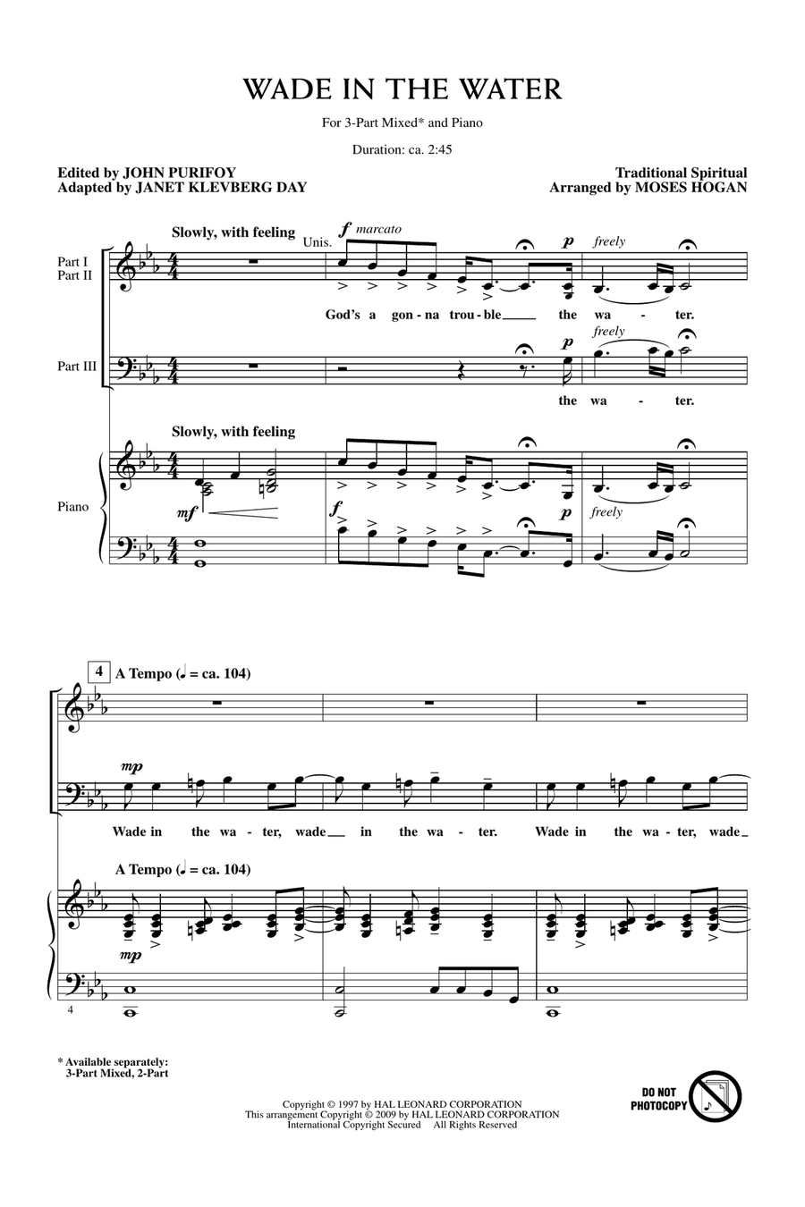 Wade In The Water 3-Part scores gallery preview page 1