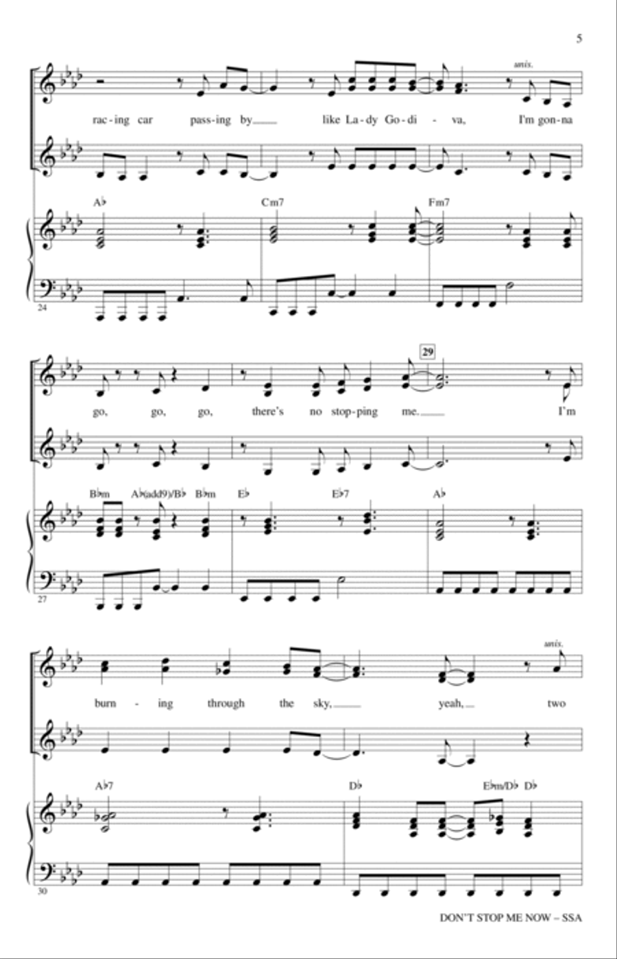 Don't Stop Me Now (arr. Mark Brymer) SSA scores gallery preview page 4