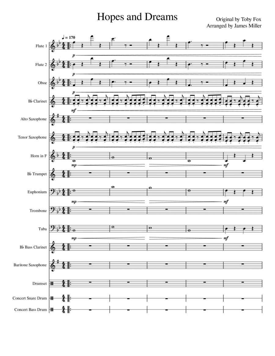 Hopes & Dreams Save The World His Theme Concert Band scores gallery preview page 1