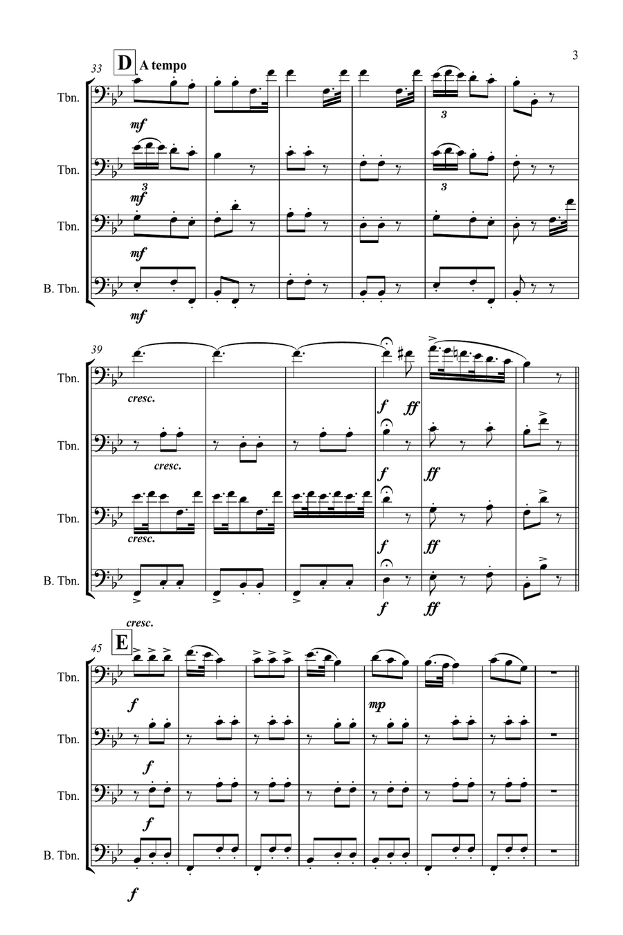 La Donna è Mobile - Trombone Choir Brass Quartet scores gallery preview page 3