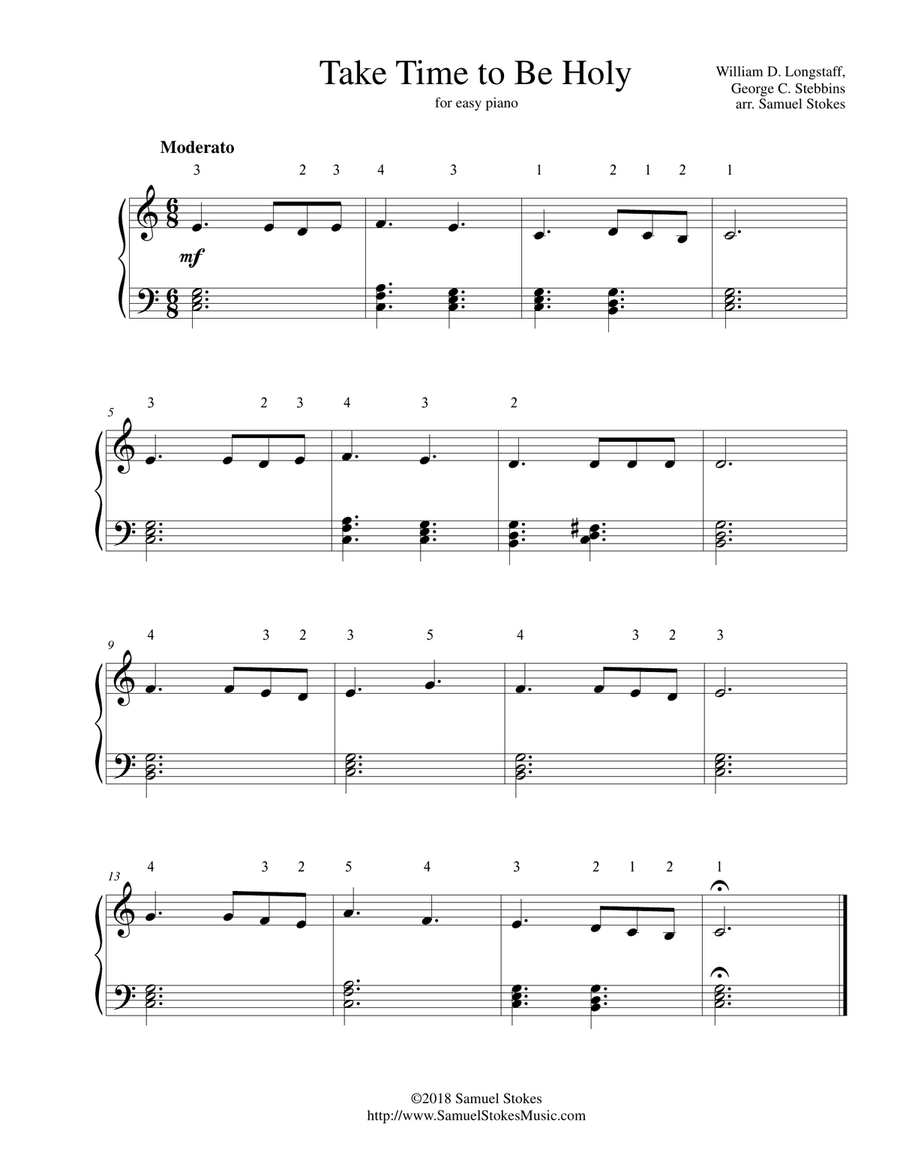 Take Time to Be Holy - for easy piano Easy Piano scores gallery preview page 1