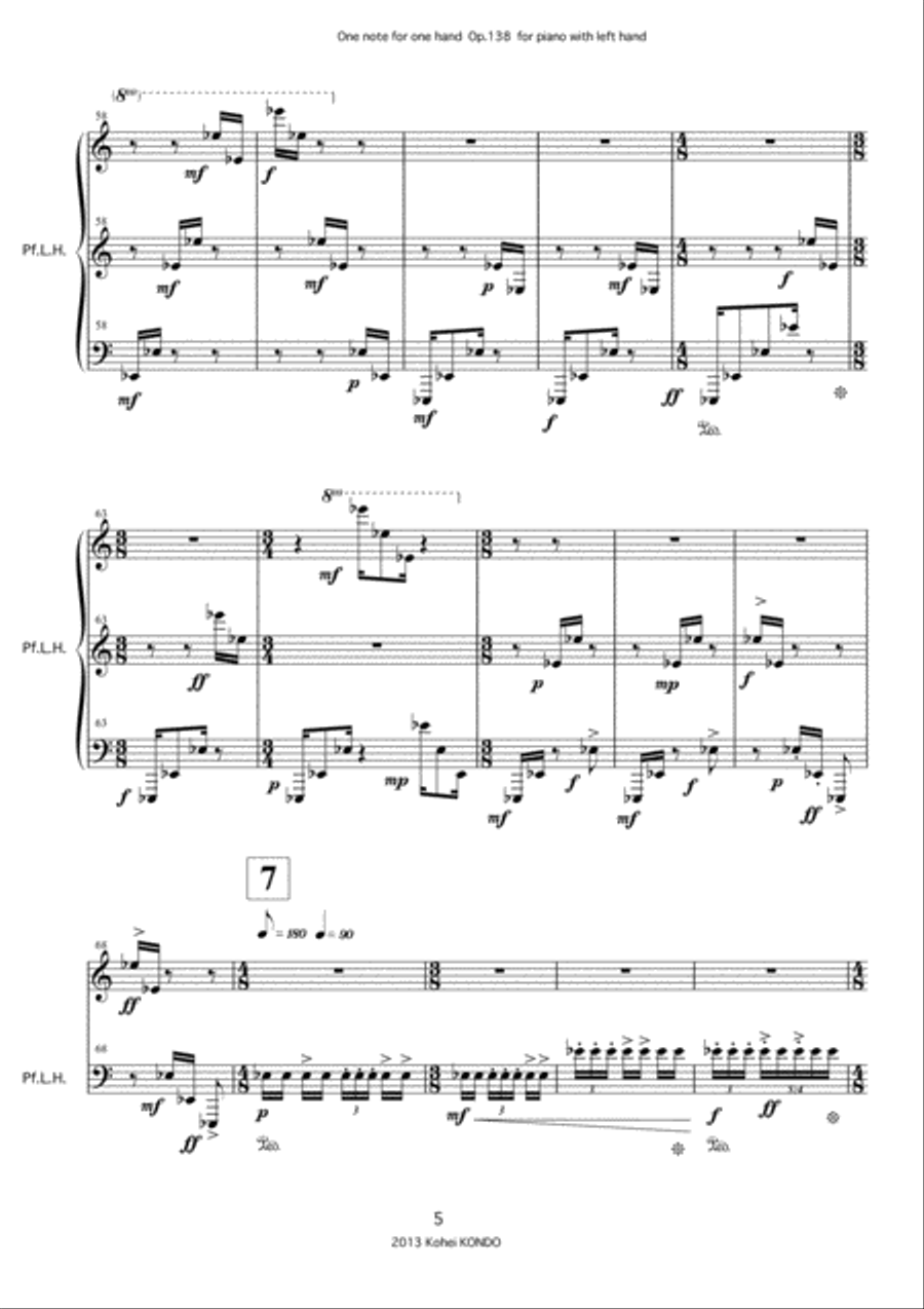 One note for one hand Op.138　Long version and short version Piano Solo scores gallery preview page 6
