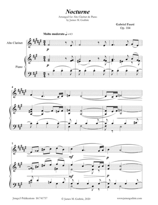 Fauré: Nocturne Op. 104 for Alto Clarinet & Piano