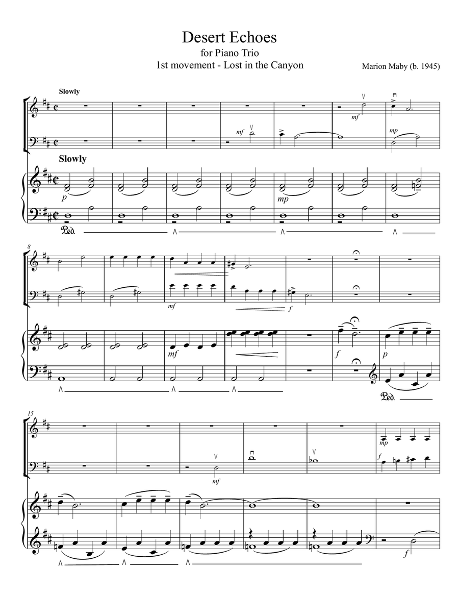 Desert Echoes for Beginning Piano Trio Piano Trio scores gallery preview page 1