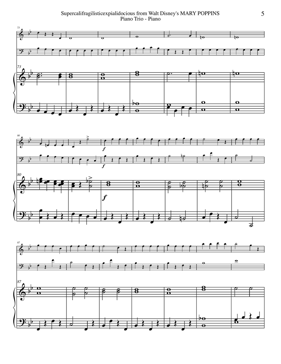 Supercalifragilisticexpialidocious from Walt Disney's MARY POPPINS Piano Trio scores gallery preview page 5