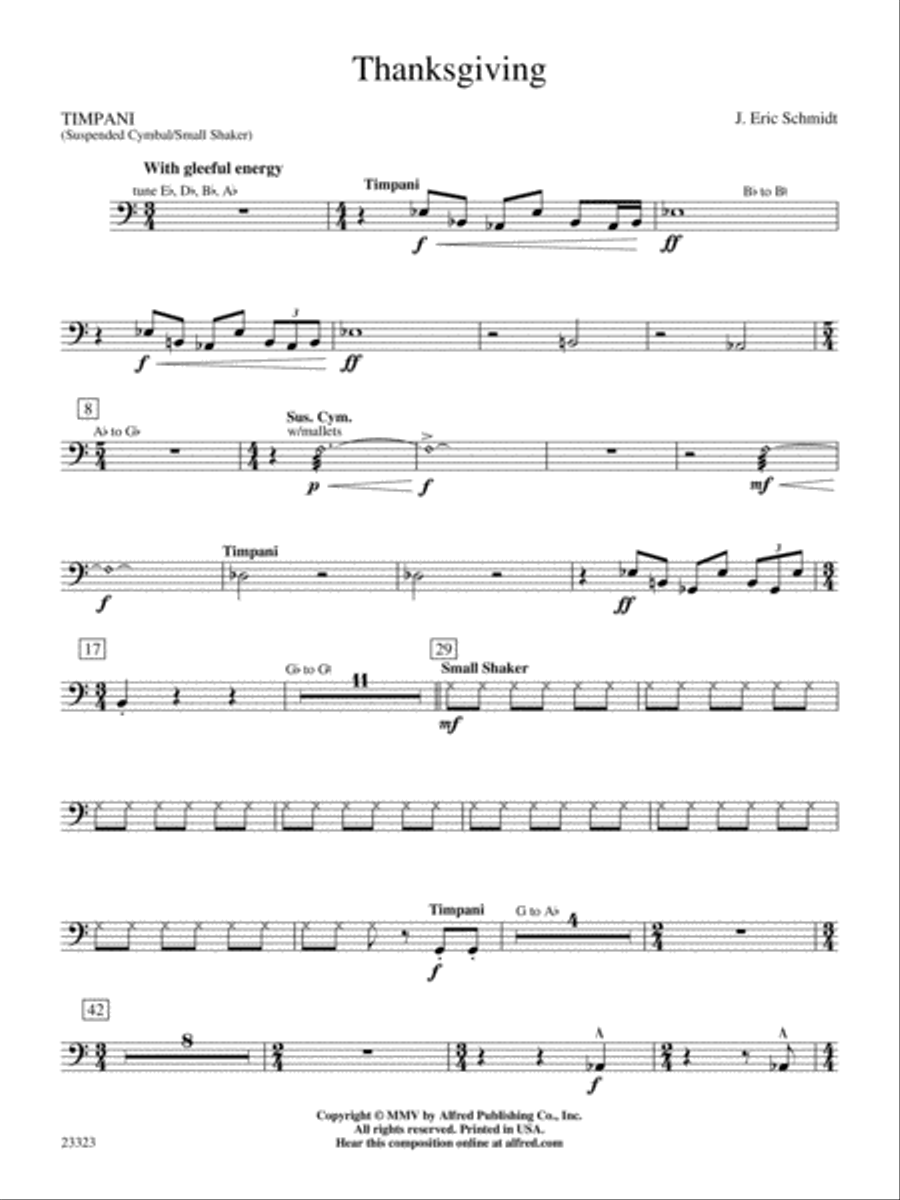 Thanksgiving: Timpani Concert Band scores gallery preview page 1