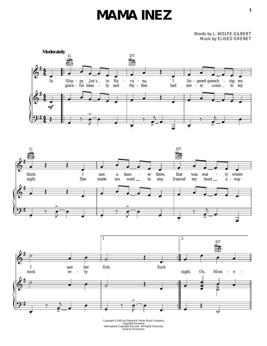 Mama Inez Mama Inez Guitar scores gallery preview page 1