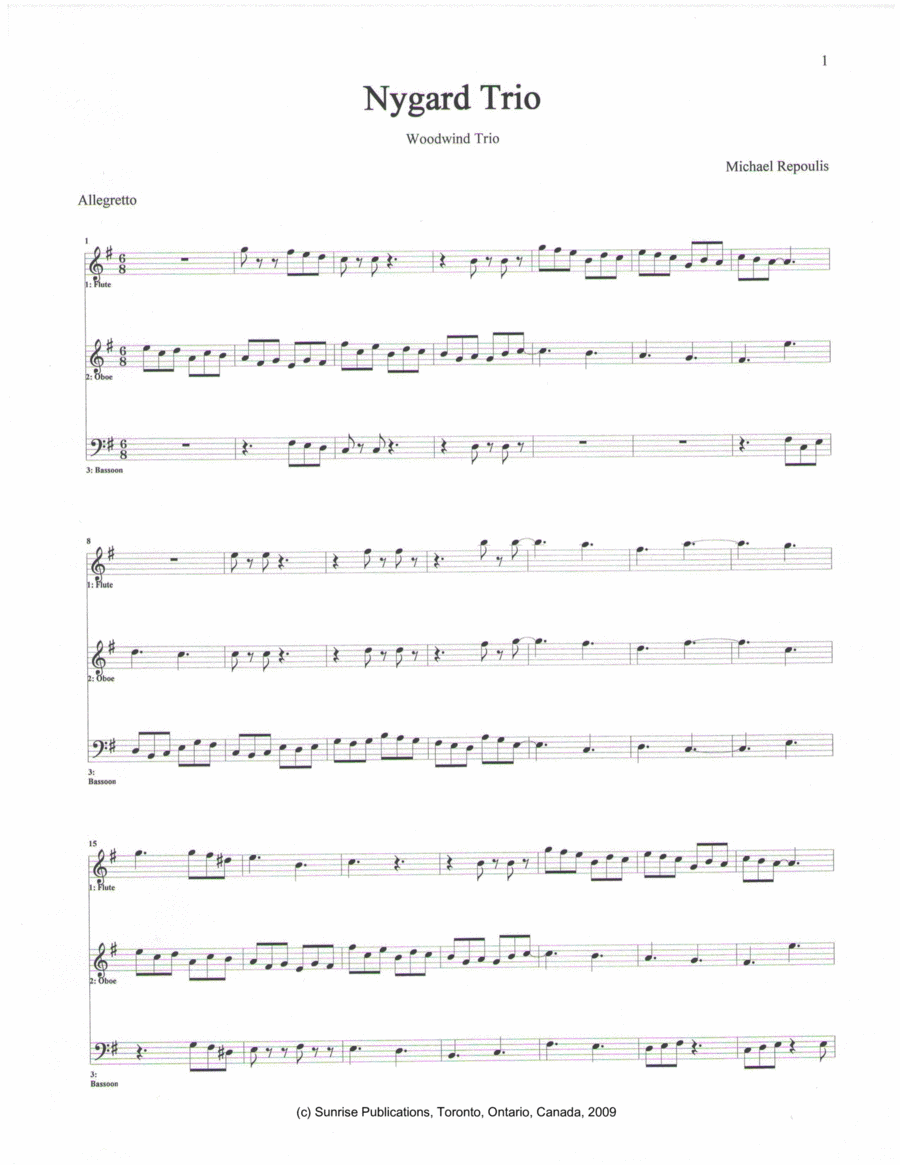 Nygard Trio Woodwind Trio scores gallery preview page 1