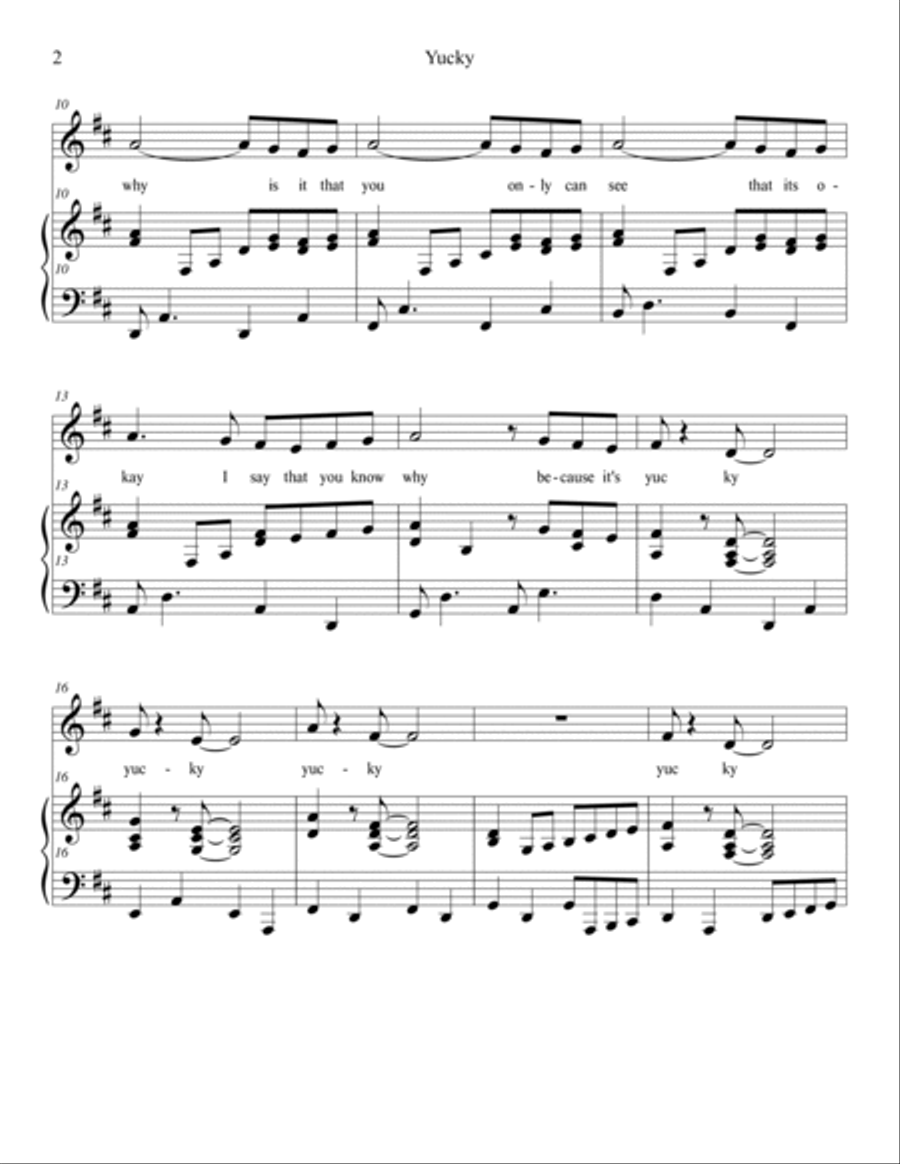 Yucky Unison Choir scores gallery preview page 2