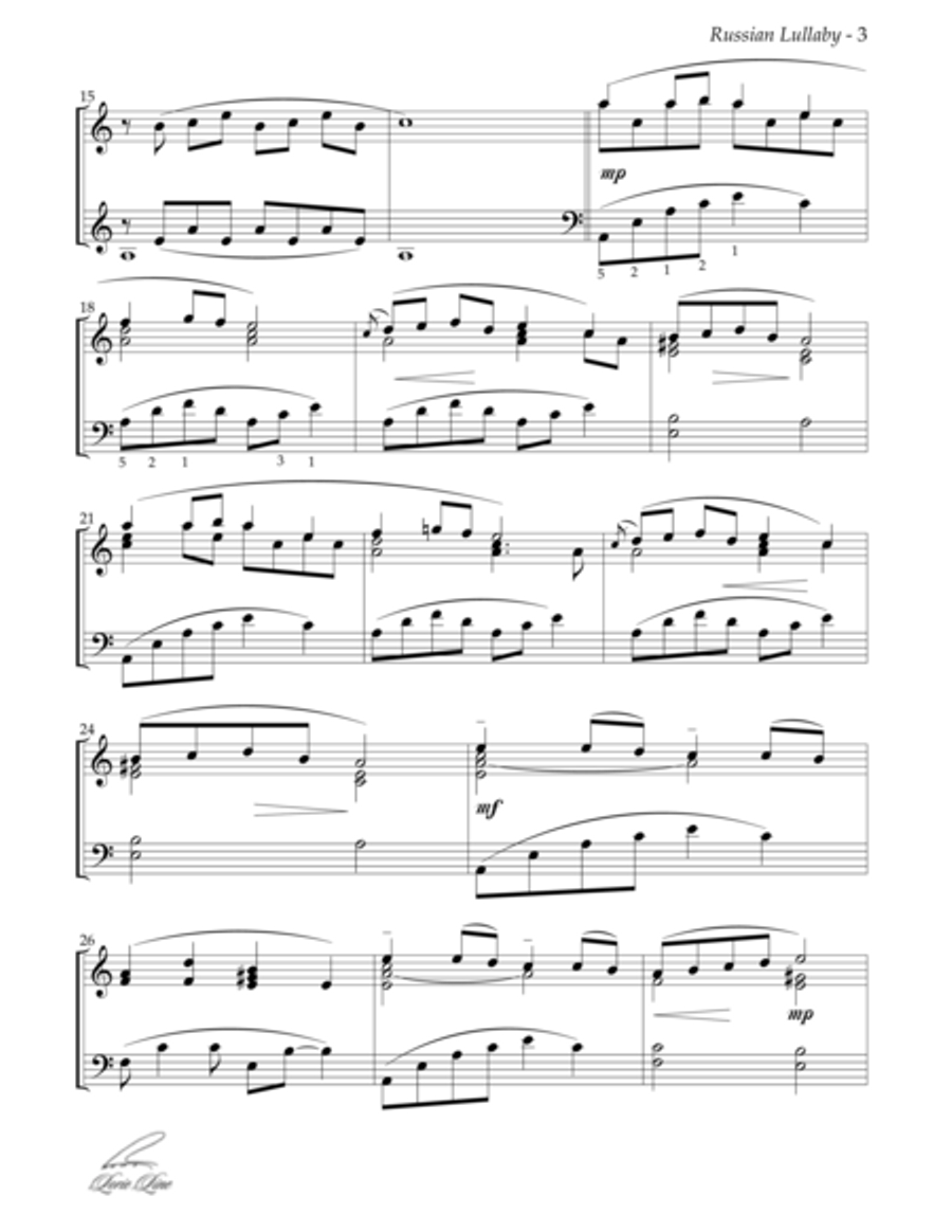 The Russian Lullaby Piano Solo scores gallery preview page 3