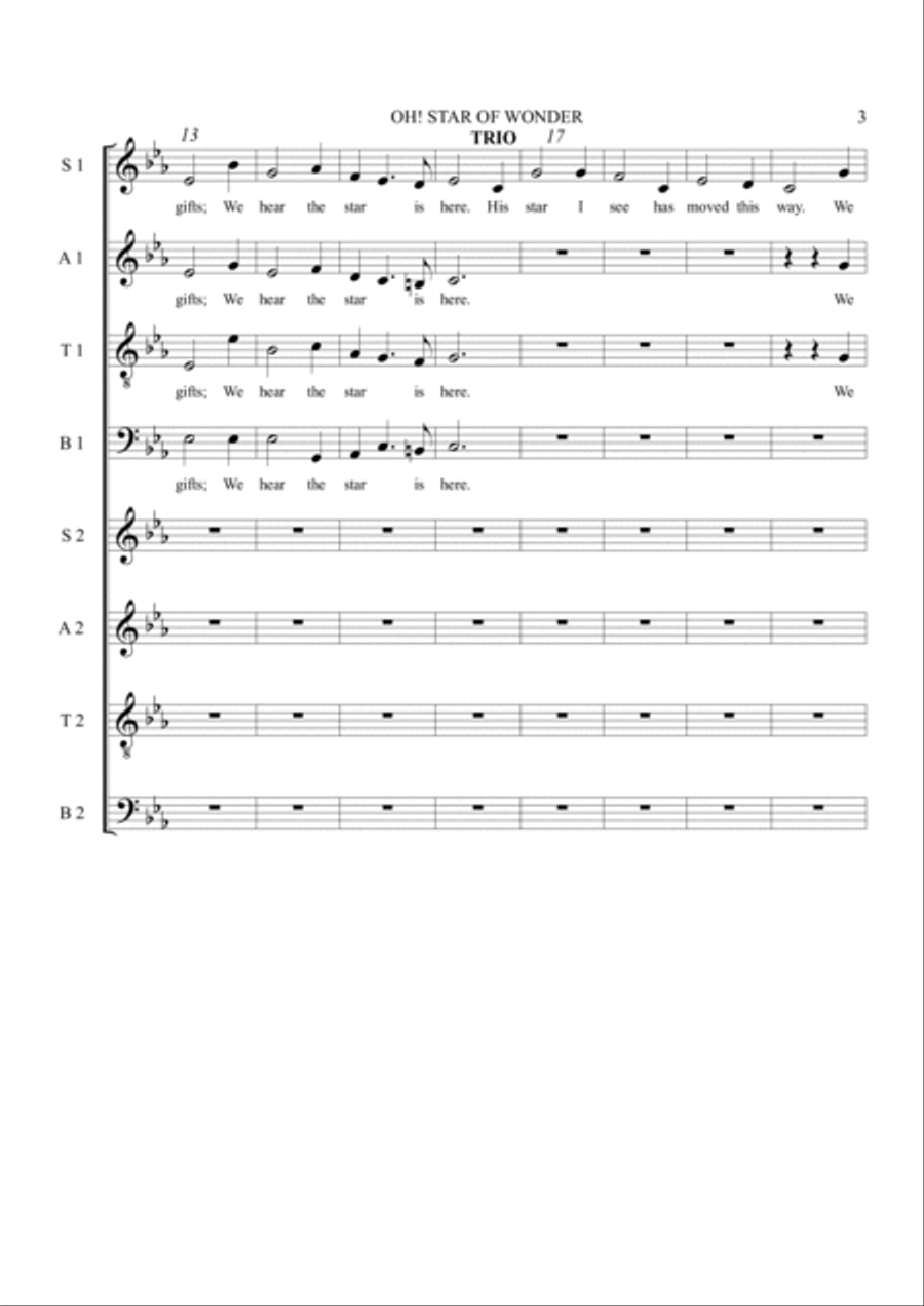 Oh Star of Wonder 4-Part scores gallery preview page 3
