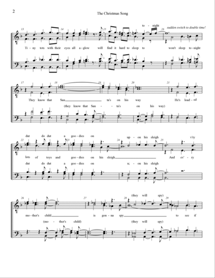 The Christmas Song (chestnuts Roasting On An Open Fire) TTBB scores gallery preview page 2