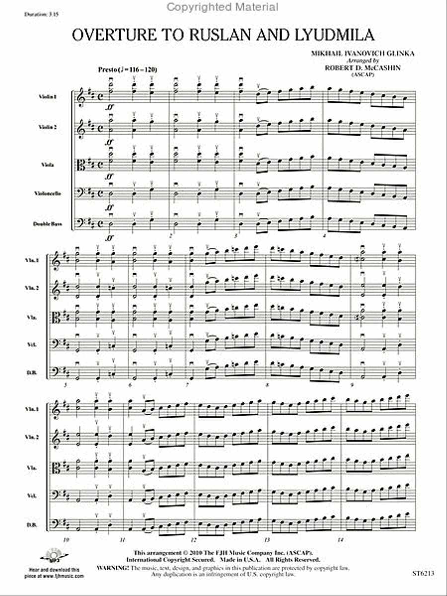 Overture to Ruslan and Lyudmila String Orchestra scores gallery preview page 2