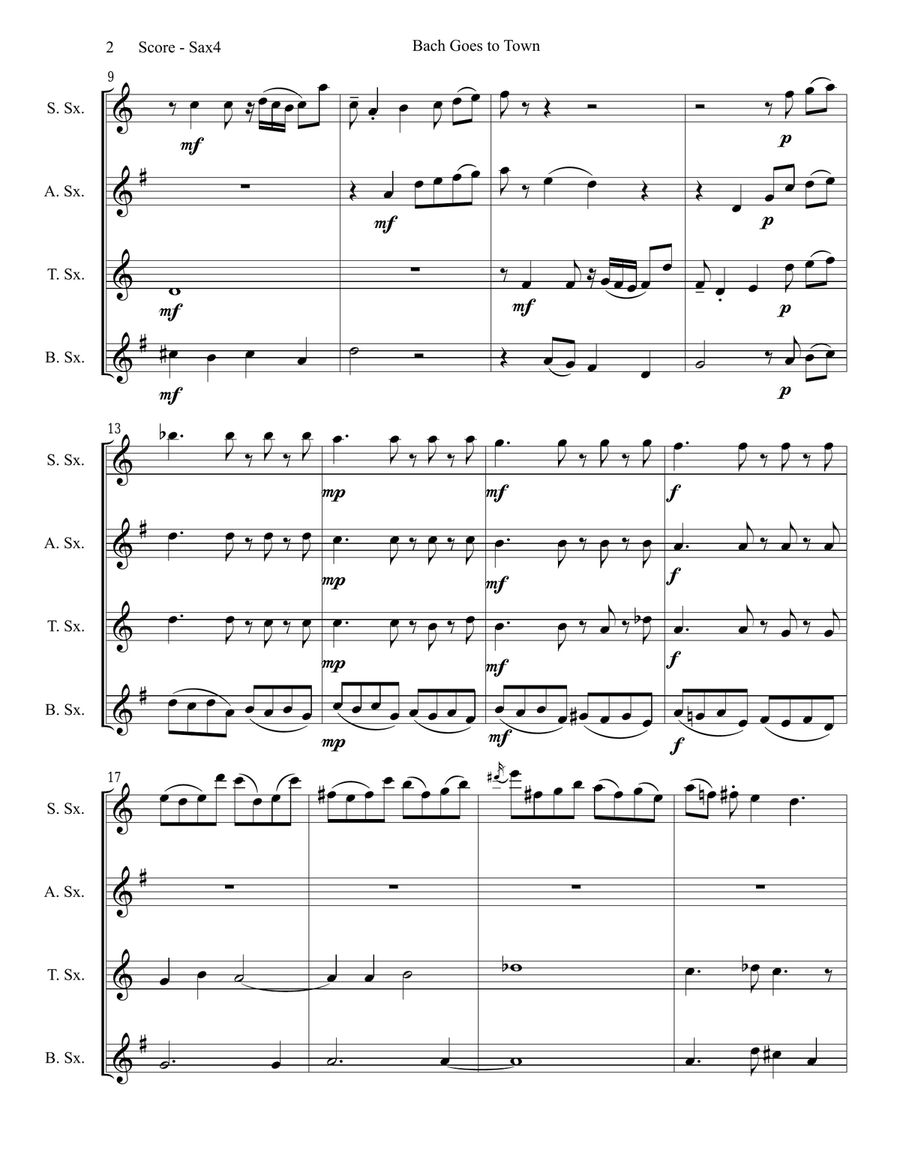 Bach Goes To Town Saxophone Quartet scores gallery preview page 3